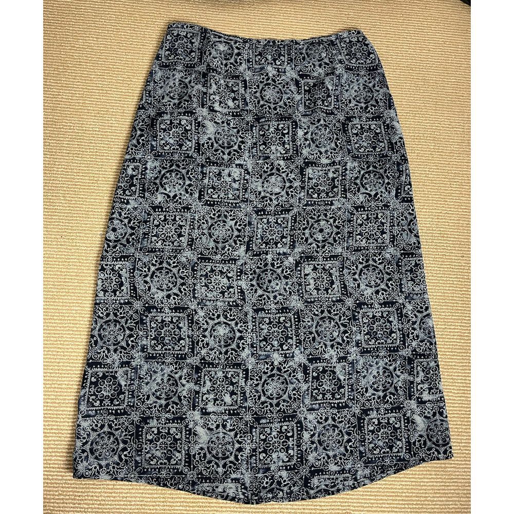 Liz‎ Claiborne Dark Blue Maxi Geometric Skirt Women's Size 14